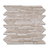 Durango Cream Travertine Polished & Split-Faced (Mix) Random Strip Mosaic Tile