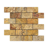 2 X 4 Scabos Travertine Tumbled Brick Mosaic Tile