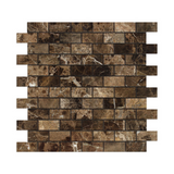 1 X 2 Emperador Dark Marble Polished Brick Mosaic Tile