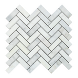 Oriental White / Asian Statuary Marble Honed 1 x 3 Herringbone Mosaic Tile