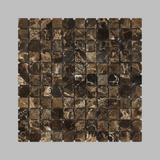 1 X 1 Emperador Dark Marble Tumbled Mosaic Tile