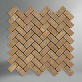 Noce Travertine Tumbled 1 X 2 Herringbone Mosaic Tile