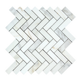 Calacatta Gold Marble Honed 1 x 3 Herringbone Mosaic Tile