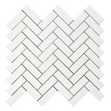 Thassos White Marble Honed 1 x 3 Herringbone Mosaic Tile