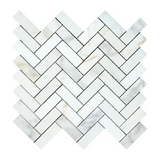 Calacatta Gold Marble Honed 1 x 3 Herringbone Mosaic Tile