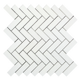 Thassos White Marble Honed 1 x 3 Herringbone Mosaic Tile