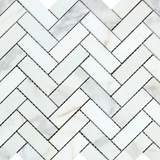 Calacatta Gold Marble Polished 1 x 3 Herringbone Mosaic Tile