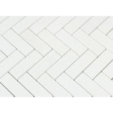 Thassos White Marble Polished 1 x 3 Herringbone Mosaic Tile