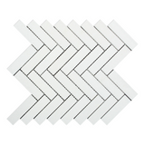 Thassos White Marble Honed 1 x 4 Herringbone Mosaic Tile