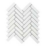 Thassos White Marble Polished 1 x 4 Herringbone Mosaic Tile