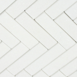 Thassos White Marble Polished 1.25 x 6 Herringbone Mosaic Tile