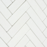 Thassos White Marble Polished 1.25 x 6 Herringbone Mosaic Tile