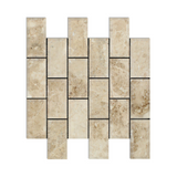 2 X 4 Cappuccino Marble Polished & Beveled Brick Mosaic Tile