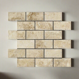 2 X 4 Cappuccino Marble Polished & Beveled Brick Mosaic Tile