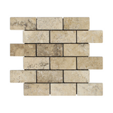 2 X 4 Philadelphia Travertine Tumbled Brick Mosaic Tile