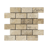 2 X 4 Philadelphia Travertine Tumbled Brick Mosaic Tile