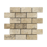 2 X 4 Philadelphia Travertine Tumbled Brick Mosaic Tile