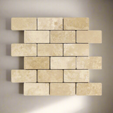 2 X 4 Durango Cream Travertine Tumbled Brick Mosaic Tile