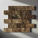 2 X 4 Emperador Dark Marble Polished Brick Mosaic Tile