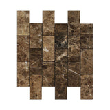 2 X 4 Emperador Dark Marble Polished Brick Mosaic Tile-Marble Mosaic-American Tile Depot