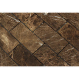 2 X 4 Emperador Dark Marble Tumbled Brick Mosaic Tile