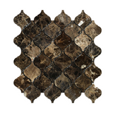 Emperador Dark Marble Polished Lantern Arabesque Mosaic Tile