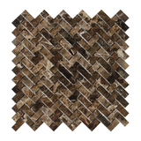 Emperador Dark Marble Polished Mini Herringbone Mosaic Tile