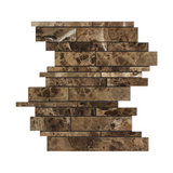 Emperador Dark Marble Polished Random Strip Mosaic Tile