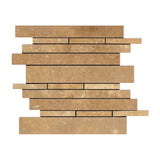 Noce Travertine Honed Random Strip Mosaic Tile-Travertine Mosaic-American Tile Depot