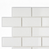 2 X 4 Thassos White Marble Honed & Beveled Brick Mosaic Tile