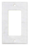 Italian Carrara White Marble Single Rocker Switch Wall Plate / Switch Plate / Cover - Honed