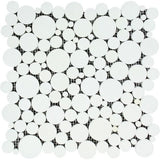 Thassos White Marble Polished Bubbles Mosaic Tile