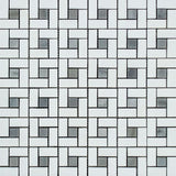 Thassos White Marble Polished Pinwheel Mosaic Tile w/ Blue-Gray Dots