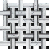 Carrara White Marble Honed Triple Weave  Mosaic Tile w / Black Dots