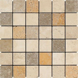 2 X 2 Mixed Travertine Tumbled Mosaic Tile