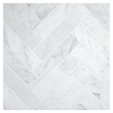 Carrara White Marble Polished 1.25 x 6 Herringbone Mosaic Tile