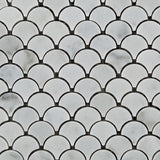 Carrara White Marble Honed Fan Mosaic Tile