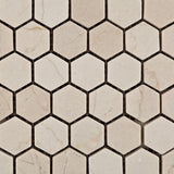 Crema Marfil Marble Tumbled 1" Mini Hexagon Mosaic Tile