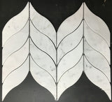 Carrara White Marble Honed Leaf Pattern Mosaic Tile