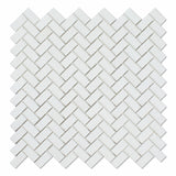 Thassos White Marble Honed Mini Herringbone Mosaic Tile