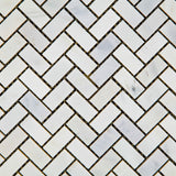Oriental White / Asian Statuary Marble Honed Mini Herringbone Mosaic Tile