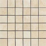 2 X 2 Ivory Travertine Honed Mosaic Tile