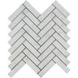 Carrara White Marble Polished 1 x 4 Herringbone Mosaic Tile