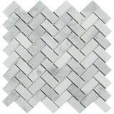 Bianco Venatino (Bianco Mare) Marble Honed 1 x 2 Herringbone Mosaic Tile