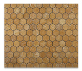 Gold / Yellow Travertine Tumbled 2'' Hexagon Mosaic Tile