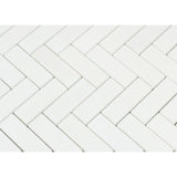 Thassos White Marble Polished 1 x 3 Herringbone Mosaic Tile